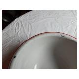 Pair of White and Red Enamel Bowls
