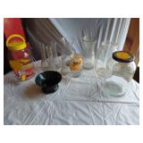 Glassware and Beverage Dispenser including Pitcher, Vases, and Jars