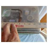 HUGE Lot of Sewing Supplies and Accessories Including Necchi Supernova Parts, Singer Needles, Scissors, and Fabrics