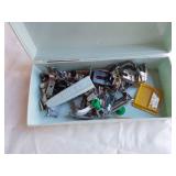 HUGE Lot of Sewing Supplies and Accessories Including Necchi Supernova Parts, Singer Needles, Scissors, and Fabrics