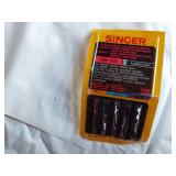 HUGE Lot of Sewing Supplies and Accessories Including Necchi Supernova Parts, Singer Needles, Scissors, and Fabrics