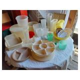 Mixed Kitchenware Items including Plastic Containers, Can Opener, and Dish Rack
