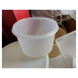 Mixed Kitchenware Items including Plastic Containers, Can Opener, and Dish Rack