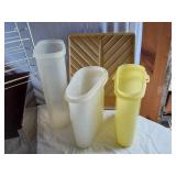 Mixed Kitchenware Items including Plastic Containers, Can Opener, and Dish Rack