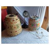 Colorful Beaded Hanging Lampshades with Desk Lamp
