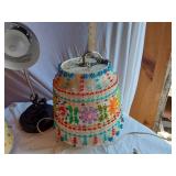 Colorful Beaded Hanging Lampshades with Desk Lamp