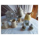 Vintage Kitchenware including Trendsetters Stoneware, Pyrex Coffee Pot, and Ceramic Pitcher
