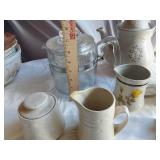 Vintage Kitchenware including Trendsetters Stoneware, Pyrex Coffee Pot, and Ceramic Pitcher