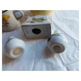 Vintage Kitchenware including Trendsetters Stoneware, Pyrex Coffee Pot, and Ceramic Pitcher