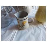 Vintage Kitchenware including Trendsetters Stoneware, Pyrex Coffee Pot, and Ceramic Pitcher