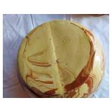 Yellow and Marbled Ceramic Bowl with Mark, Floral Ceramic Bowl Made in Japan