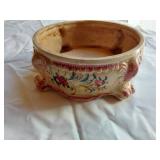 Yellow and Marbled Ceramic Bowl with Mark, Floral Ceramic Bowl Made in Japan