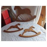 Wooden Rocking Horse Wall Decor Set