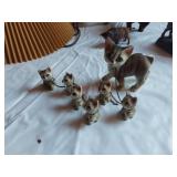 Assorted Vintage Figurines and Lamp Parts with Horses, Cats, Dogs