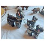 Assorted Vintage Figurines and Lamp Parts with Horses, Cats, Dogs