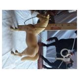 Assorted Vintage Figurines and Lamp Parts with Horses, Cats, Dogs