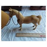 Assorted Vintage Figurines and Lamp Parts with Horses, Cats, Dogs