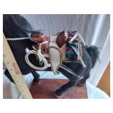 Assorted Vintage Figurines and Lamp Parts with Horses, Cats, Dogs