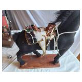 Assorted Vintage Figurines and Lamp Parts with Horses, Cats, Dogs