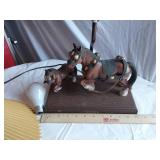 Assorted Vintage Figurines and Lamp Parts with Horses, Cats, Dogs