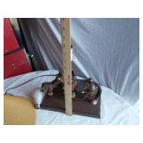Assorted Vintage Figurines and Lamp Parts with Horses, Cats, Dogs
