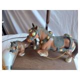Assorted Vintage Figurines and Lamp Parts with Horses, Cats, Dogs