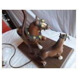 Assorted Vintage Figurines and Lamp Parts with Horses, Cats, Dogs