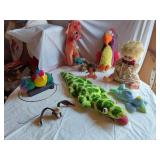 Plush Toys and Figurines including Stuffed Crocodile, Bird Plush, and Doll