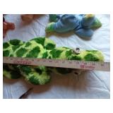 Plush Toys and Figurines including Stuffed Crocodile, Bird Plush, and Doll