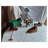 Vintage Wooden Toys and Metal Windmill Set