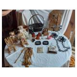 Lot of Decor and Collectibles including Teddy Bears, Candle Holders, and Baskets