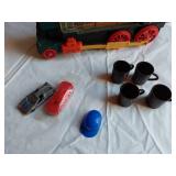 Checker Game, Toy Train, and Sports Cards
