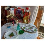 Christmas Decorations and Tableware Collection including Plates, Figurines, and Glassware