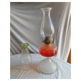 Antique Style Glass Oil Lamps - One with Green Glass