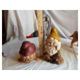 Ceramic Gnomes, Donkey, and Wooden Bird Mobile