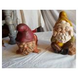 Ceramic Gnomes, Donkey, and Wooden Bird Mobile