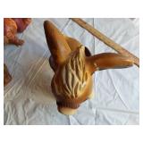 Ceramic Gnomes, Donkey, and Wooden Bird Mobile
