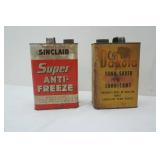 Vintage Sinclair Antifreeze Gallon Can & Dakota Tank Saver & Lubricant Gallon Can