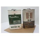 Vintage Gambles Motor Oil Cans. 2gal+2qts