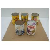 Vintage Motor Oil Cans (5ct) 1qt size (All Full)