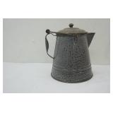 Antique Gray Graniteware Enamel Kettle