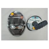 4 Piece Sink & Drain Clog Removal Tool Kit & Drain Plunger NEW