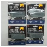 (4ct) Fish Hook Sharpening Stones. Aluminum Oxide. 180 Grit. Angled Groove.