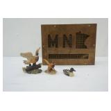 Minnesota Wooden Cork Box & Wildlife Figurines