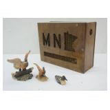 Minnesota Wooden Cork Box & Wildlife Figurines
