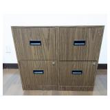 Pair of 2-Drawer Wood Finish Filing Cabinets with Keys
