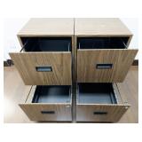 Pair of 2-Drawer Wood Finish Filing Cabinets with Keys
