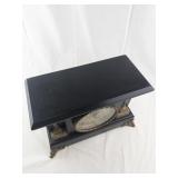 Antique E. Ingraham Black Mantel Clock with Ornate Brass Details