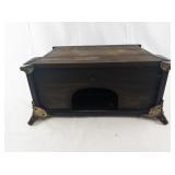 Antique E. Ingraham Black Mantel Clock with Ornate Brass Details