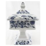 Blue Danube Covered Pedestal Wedding Bowl Porcelain Japan
